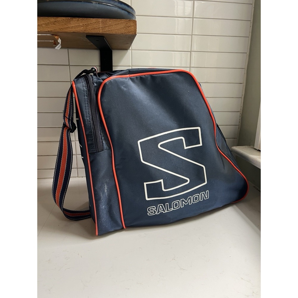 Salomon Ski Boot Gear Kit Bag With Strap + Pocket Vintage Navy Orange Snowboard